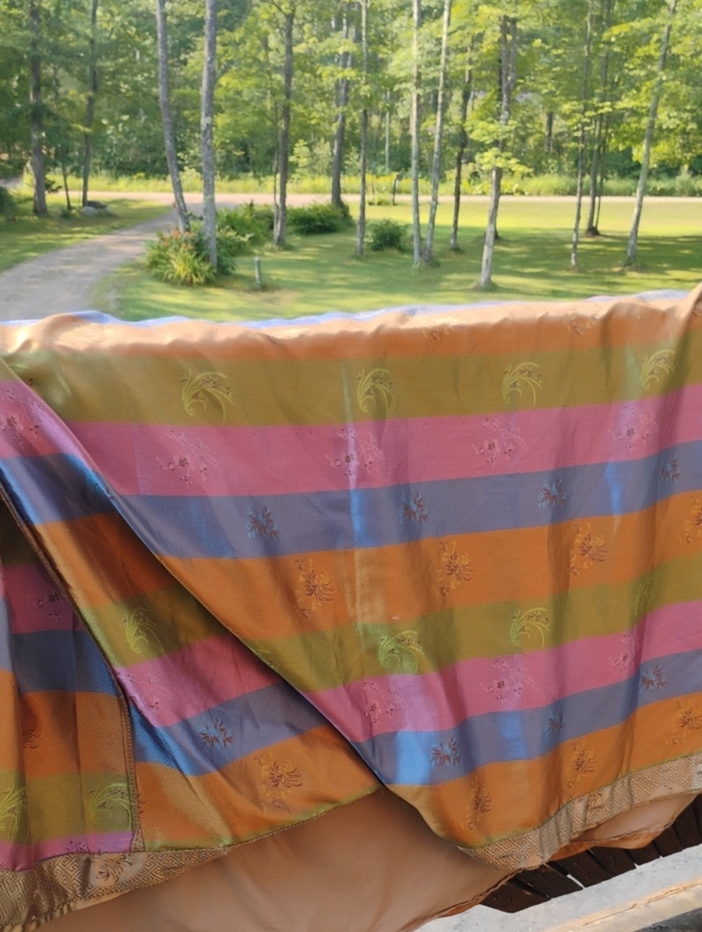 WORLD MARKET DUVET VINTAGE QUEEN GOLD BAMBOO  🦋 ASIAN INSPIRED